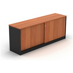 OM Credenza 1500W x 450D x 720mmH Lockable Sliding Doors Cherry And Charcoal