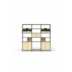 OLG Rhodes Modular Shelving 3 Bay 2520W x 455D x 2400mmH Nordic Maple Black Frame