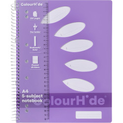 Colourhide Subject Book A4 5 Subject Side Bound 250 Page Purple