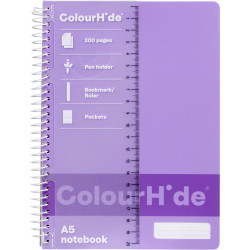 Colourhide Spiral Notebook A5 Side Bound 200 Page Purple